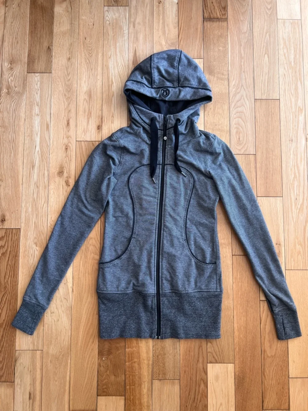 Lululemon Live Simply Jacket White Black Microstripe Full Zip Hooded Womens Sz 6